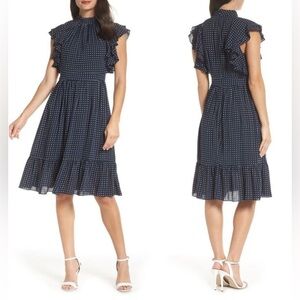 Chelsea28  Navy Blue Polka Dot Dress Size 14